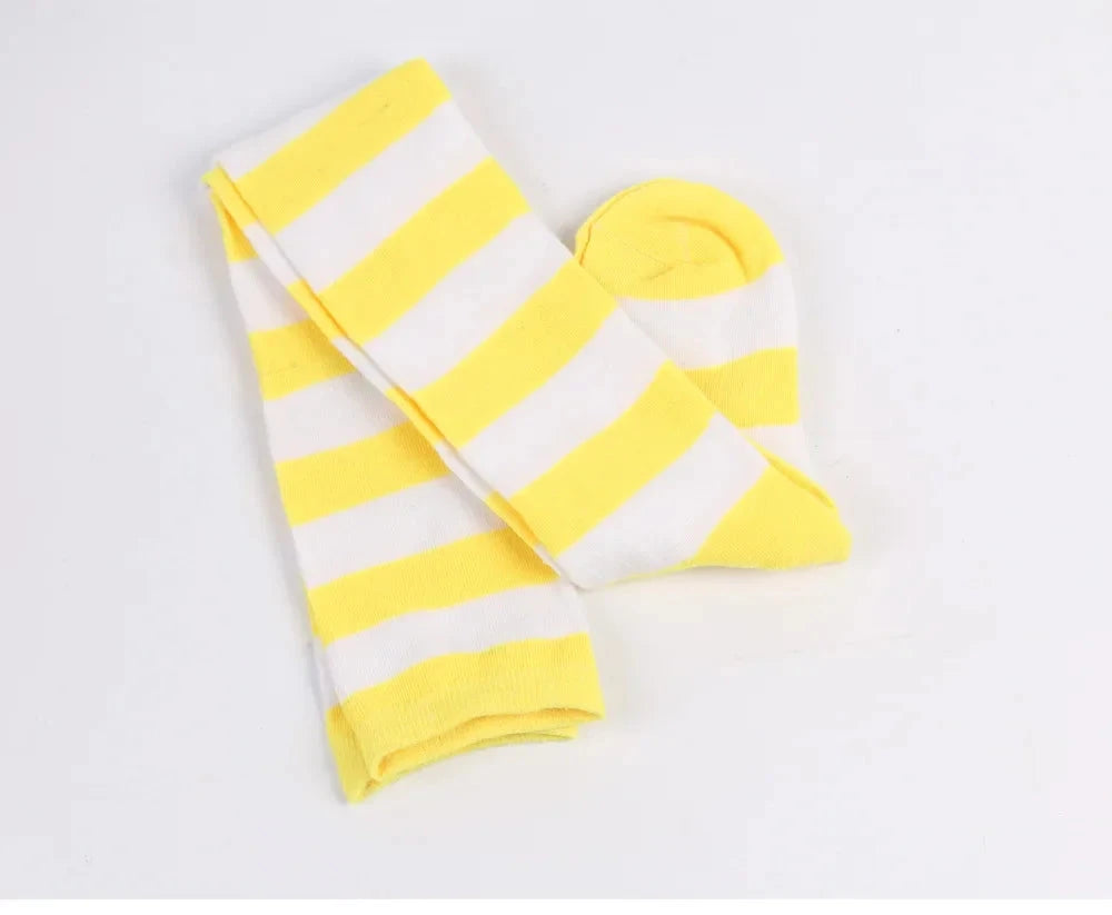 Peris Gems Yellow white wide 2 / One Size Womens Striped Thigh High Stockings Ladies Girls Black White pink Long Over Above Knee Socks Cosplay Lolita Harajuku Y2k 2025 Womens Striped Thigh High Stockings Ladies Girls Black White pink Long Over Above Knee Socks Cosplay Lolita Harajuku Y2k 2025 SHEIN Amazon Temu