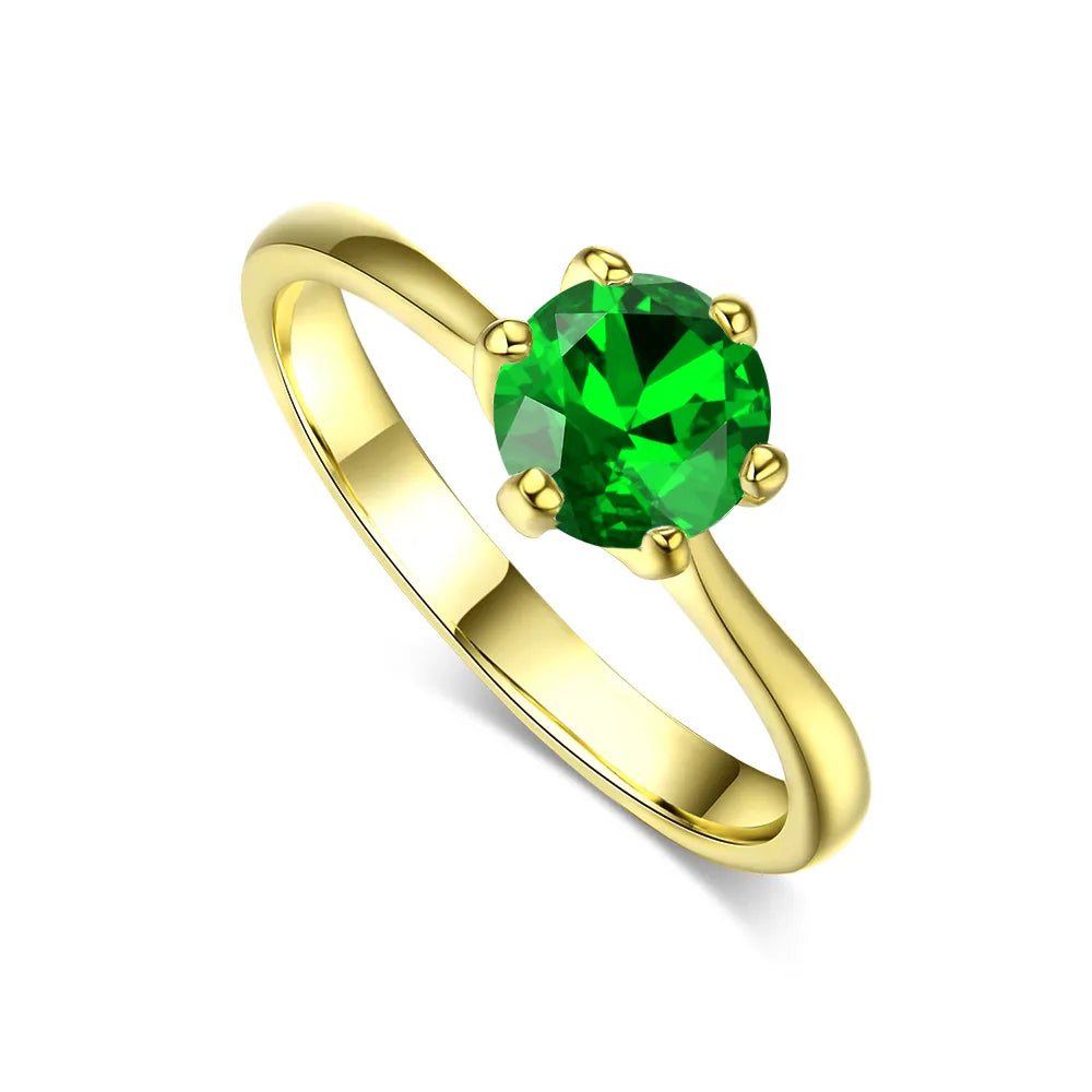 Peris Gems YellowGold Green / 5.5 Rose Gold Six-Pronged Diamond Ring for Women SHEIN Amazon Temu