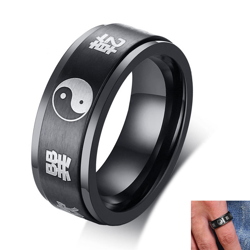 Peris Gems Yin Yang 8MM Stainless Spinner Rings for Men SHEIN Amazon Temu