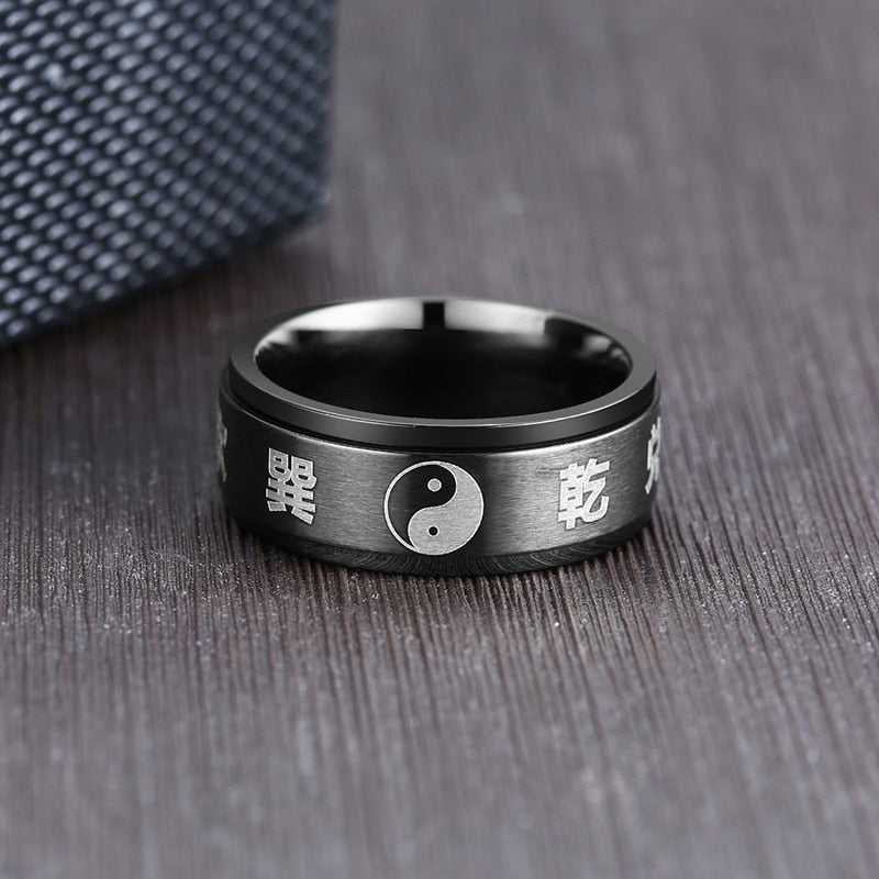 Peris Gems Yin Yang 8MM Stainless Spinner Rings for Men SHEIN Amazon Temu