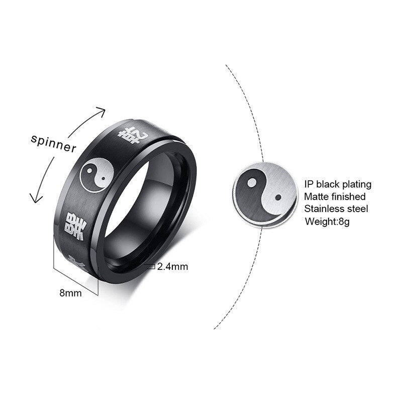 Peris Gems Yin Yang 8MM Stainless Spinner Rings for Men SHEIN Amazon Temu
