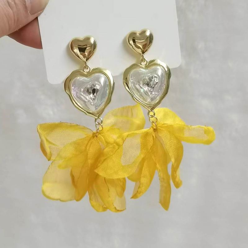 Peris Gems zz yellow Big Cloth Flower and Pearl Dangle Tassel Earrings for Women SHEIN Amazon Temu