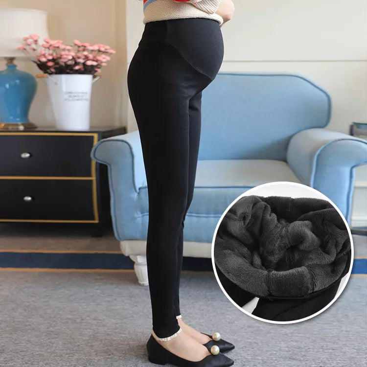 Warm Wool Lined Maternity Leggings for Pregnant Women