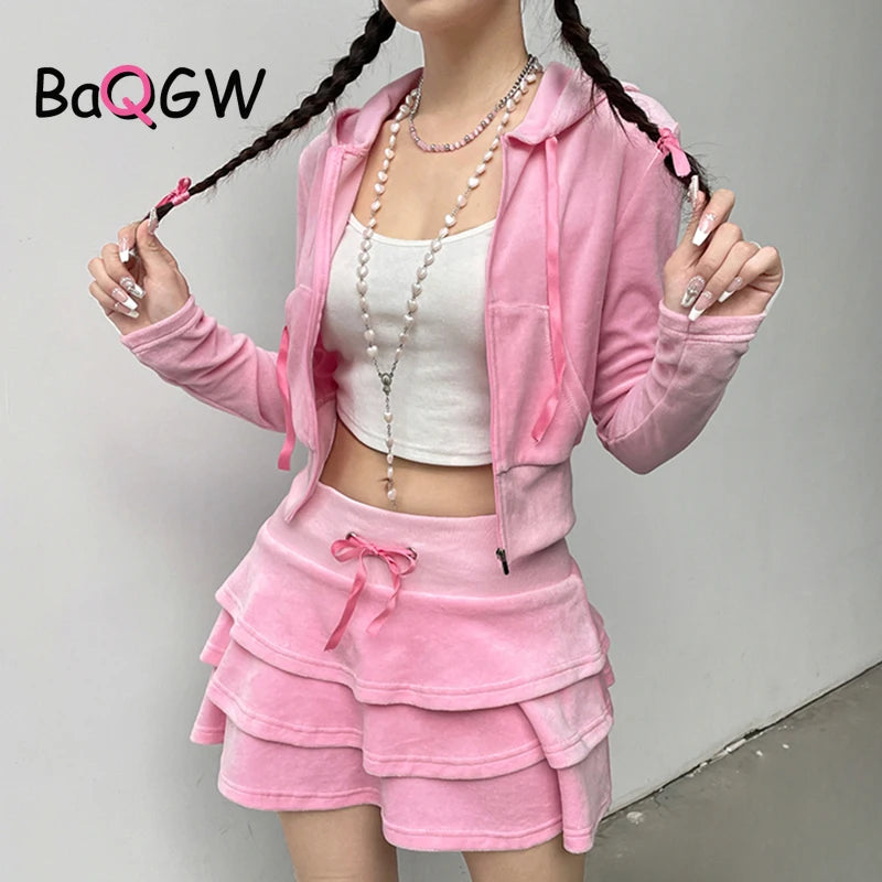Peris Gems Sweet Korean Style Pink Zipper Hoodie and Tiered Mini Skirt Two Piece Set Women Sweet Y2K A-line Skirts Sweatshirts Suit Autumn Sweet Korean Style Pink Zipper Hoodie and Tiered Mini Skirt Two Piece Set Women Sweet Y2K A-line Skirts Sweatshirts Suit Autumn SHEIN Amazon Temu