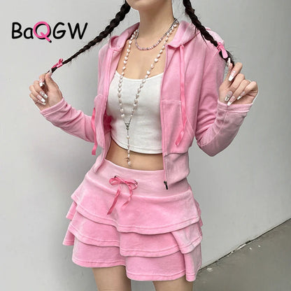 Peris Gems Sweet Korean Style Pink Zipper Hoodie and Tiered Mini Skirt Two Piece Set Women Sweet Y2K A-line Skirts Sweatshirts Suit Autumn Sweet Korean Style Pink Zipper Hoodie and Tiered Mini Skirt Two Piece Set Women Sweet Y2K A-line Skirts Sweatshirts Suit Autumn SHEIN Amazon Temu