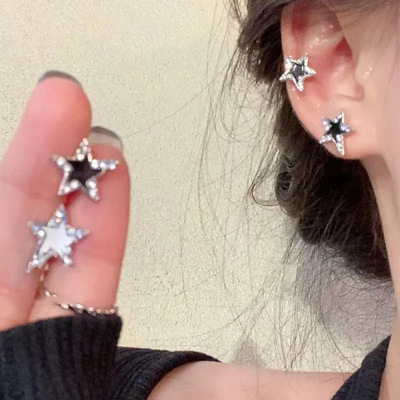 Sparkly Diamond Star Stud Earrings for Women