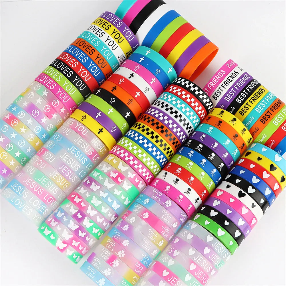 Peris Gems 10/20/30/50Pcs/Lot Fashion Simple Luminous Silicone Bracelet For Men Women Sports Love Mixed Style Jewelry Birthday Party Gifts SHEIN Amazon Temu