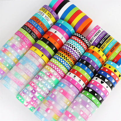 Peris Gems 10/20/30/50Pcs/Lot Fashion Simple Luminous Silicone Bracelet For Men Women Sports Love Mixed Style Jewelry Birthday Party Gifts SHEIN Amazon Temu