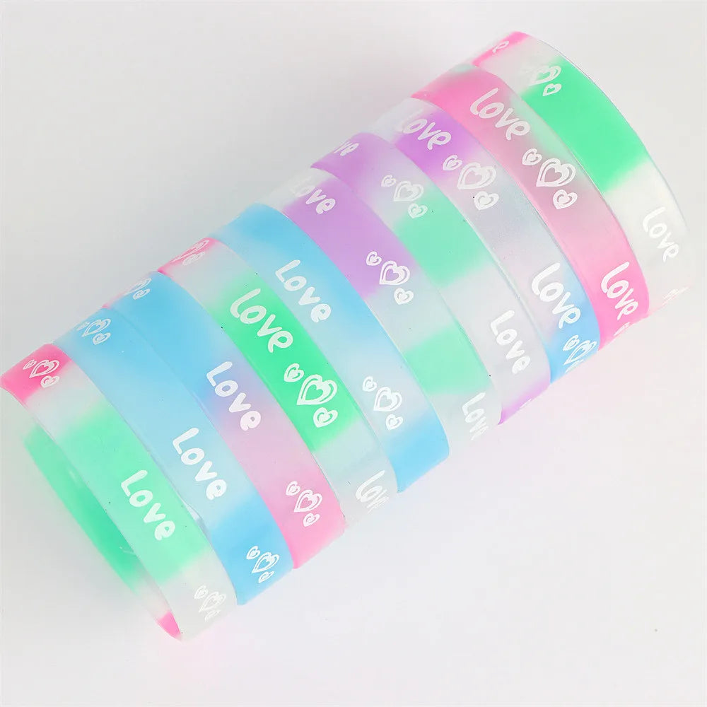 Peris Gems 10/20/30/50Pcs/Lot Fashion Simple Luminous Silicone Bracelet For Men Women Sports Love Mixed Style Jewelry Birthday Party Gifts SHEIN Amazon Temu