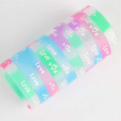 Peris Gems 10/20/30/50Pcs/Lot Fashion Simple Luminous Silicone Bracelet For Men Women Sports Love Mixed Style Jewelry Birthday Party Gifts SHEIN Amazon Temu