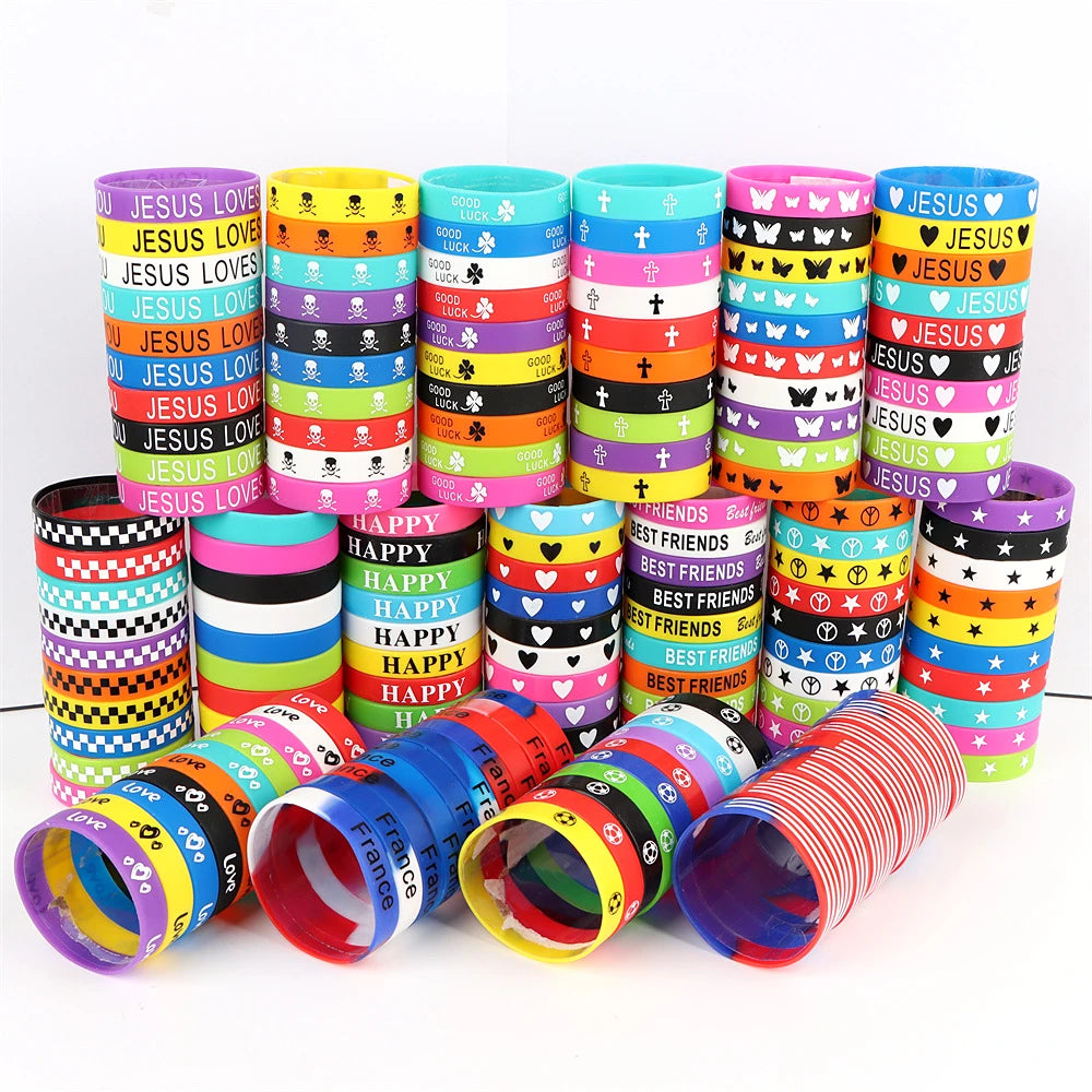 Peris Gems 10/20/30/50Pcs/Lot Fashion Simple Luminous Silicone Bracelet For Men Women Sports Love Mixed Style Jewelry Birthday Party Gifts SHEIN Amazon Temu
