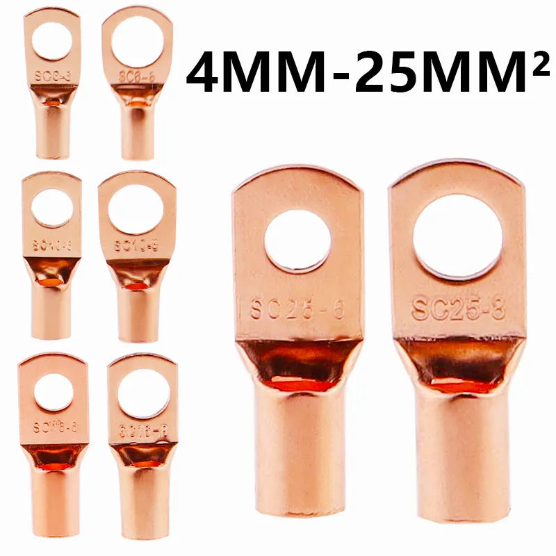 Peris Gems 10/25/50/100pcsCopper Lug Ring Wire Connectors Bare Cable Electric Crimp Terminal SC6-6 SC6-8 SC10-6 SC10-8 SC16-6 SC25-6 SC25-8 SHEIN Amazon Temu