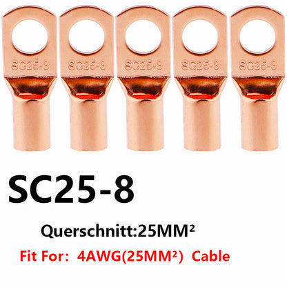 Peris Gems 10/25/50/100pcsCopper Lug Ring Wire Connectors Bare Cable Electric Crimp Terminal SC6-6 SC6-8 SC10-6 SC10-8 SC16-6 SC25-6 SC25-8 SHEIN Amazon Temu