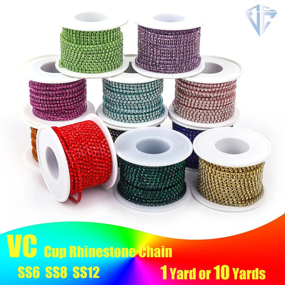 Peris Gems 10 Yards Glass crystal Strass Rhinestone Cup Chain Sew On Diamond Glue-On Close Chains Glitter Trim Cup Chain sew on Garment G12 SHEIN Amazon Temu