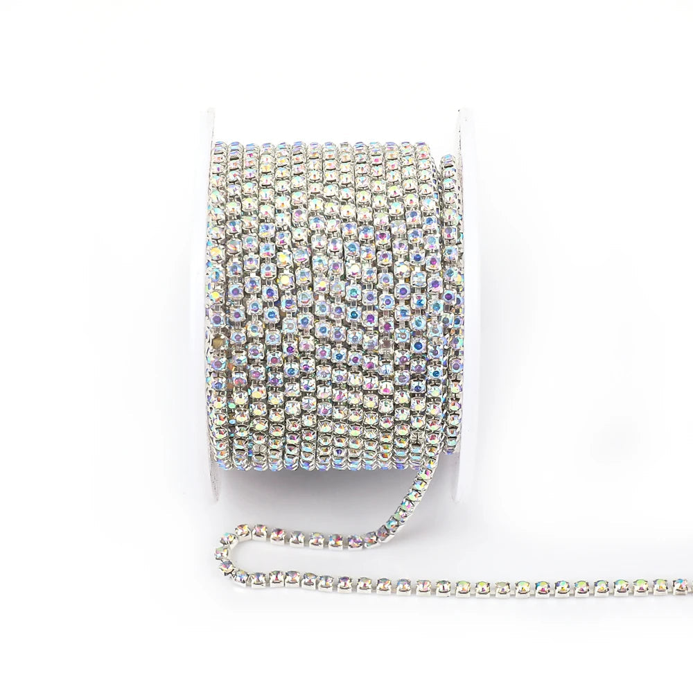 Peris Gems 10 Yards Glass crystal Strass Rhinestone Cup Chain Sew On Diamond Glue-On Close Chains Glitter Trim Cup Chain sew on Garment G12 SHEIN Amazon Temu