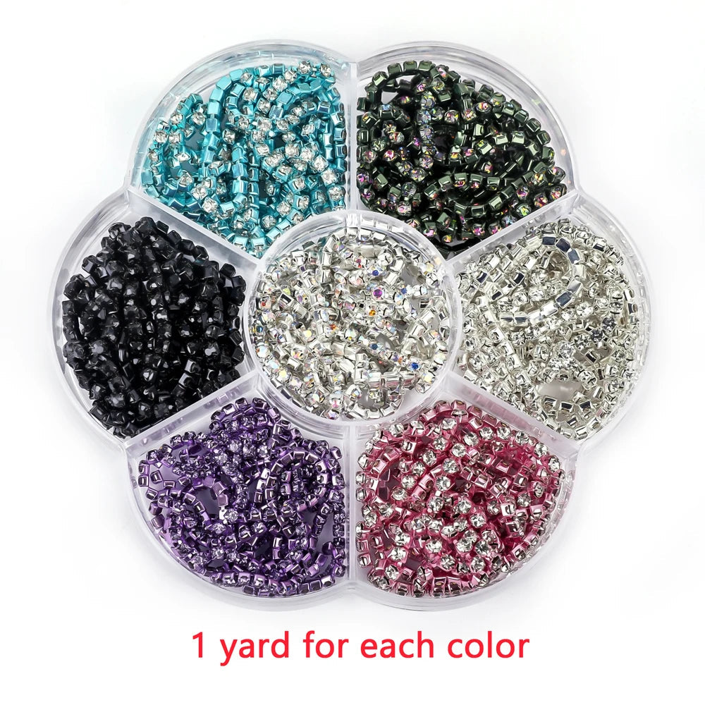Peris Gems 10 Yards Glass crystal Strass Rhinestone Cup Chain Sew On Diamond Glue-On Close Chains Glitter Trim Cup Chain sew on Garment G12 SHEIN Amazon Temu