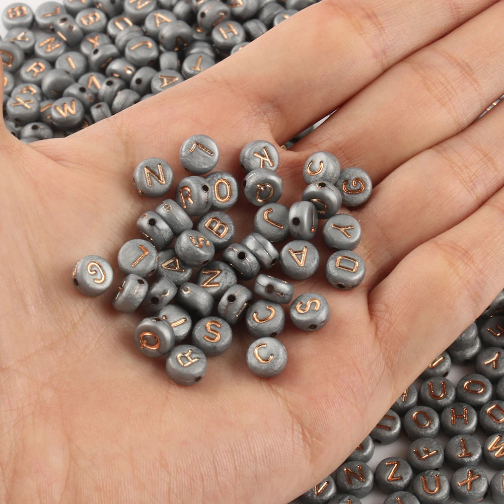Peris Gems 100/200pcs Letter Beads White Black Round Gold Silver Color Acrylic Alphabet Beads for Jewelry Bracelet Necklace Key Chain DIY SHEIN Amazon Temu