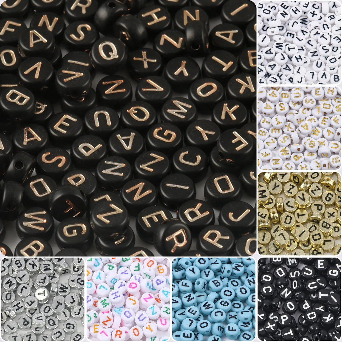 Peris Gems 100/200pcs Letter Beads White Black Round Gold Silver Color Acrylic Alphabet Beads for Jewelry Bracelet Necklace Key Chain DIY SHEIN Amazon Temu