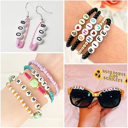 Peris Gems 100/200pcs Letter Beads White Black Round Gold Silver Color Acrylic Alphabet Beads for Jewelry Bracelet Necklace Key Chain DIY SHEIN Amazon Temu