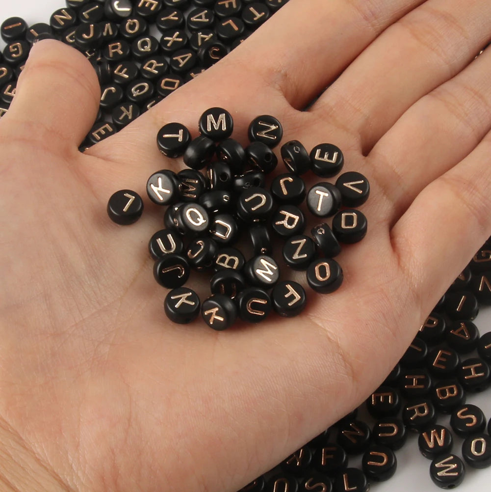 Peris Gems 100/200pcs Letter Beads White Black Round Gold Silver Color Acrylic Alphabet Beads for Jewelry Bracelet Necklace Key Chain DIY SHEIN Amazon Temu