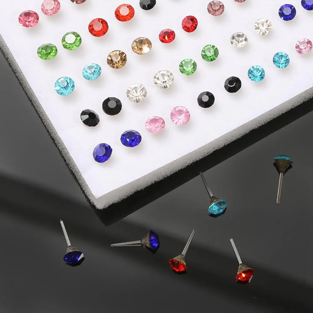 Peris Gems 100/36Pair Colorful Fruit Flower Heart Star Crystal Stud Earrings Set Women Girls Small Plastic Geometric Crown Earrings Jewelry SHEIN Amazon Temu