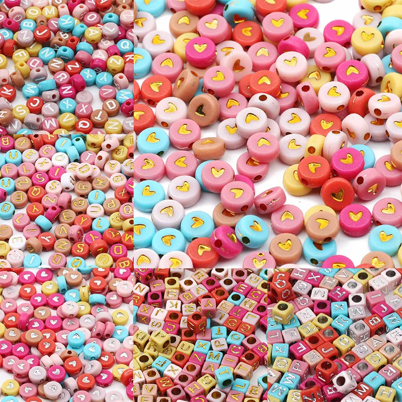 Peris Gems 100-500pcs Colored Round Square Acrylic Beads Letter Heart Pattern Loose Beads For Jewelry Making DIY Bracelet Earrings Supplies SHEIN Amazon Temu