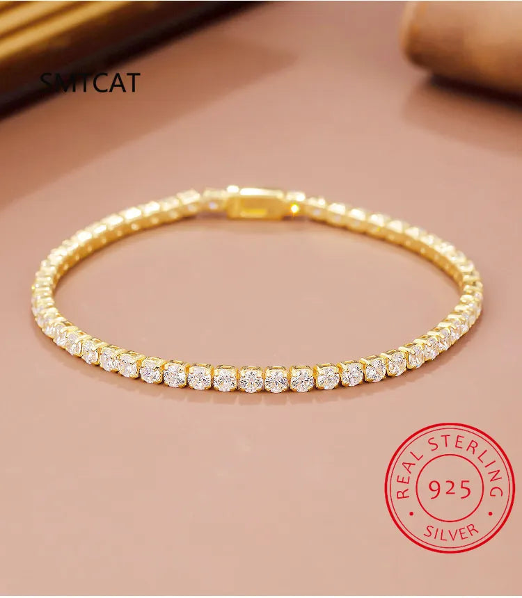 Peris Gems 100% 925 Sterling Silver Simulated Moissanite Diamond Bracelets for Women Yellow White Gold Color Birthday Jewelry Gift SHEIN Amazon Temu