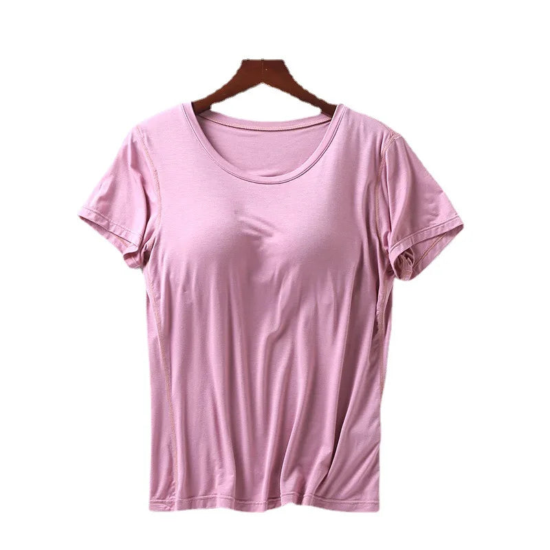 Peris Gems 100% Cotton Round Neck Loose Fitting T-shirt For Women 2023 With Bra, Short Sleeved T-shirt, Plain Top, High-quality T-shirt SHEIN Amazon Temu