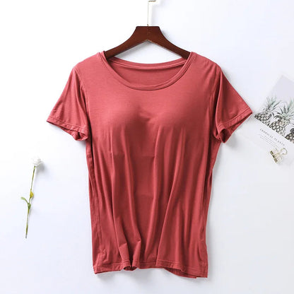 Peris Gems 100% Cotton Round Neck Loose Fitting T-shirt For Women 2023 With Bra, Short Sleeved T-shirt, Plain Top, High-quality T-shirt SHEIN Amazon Temu