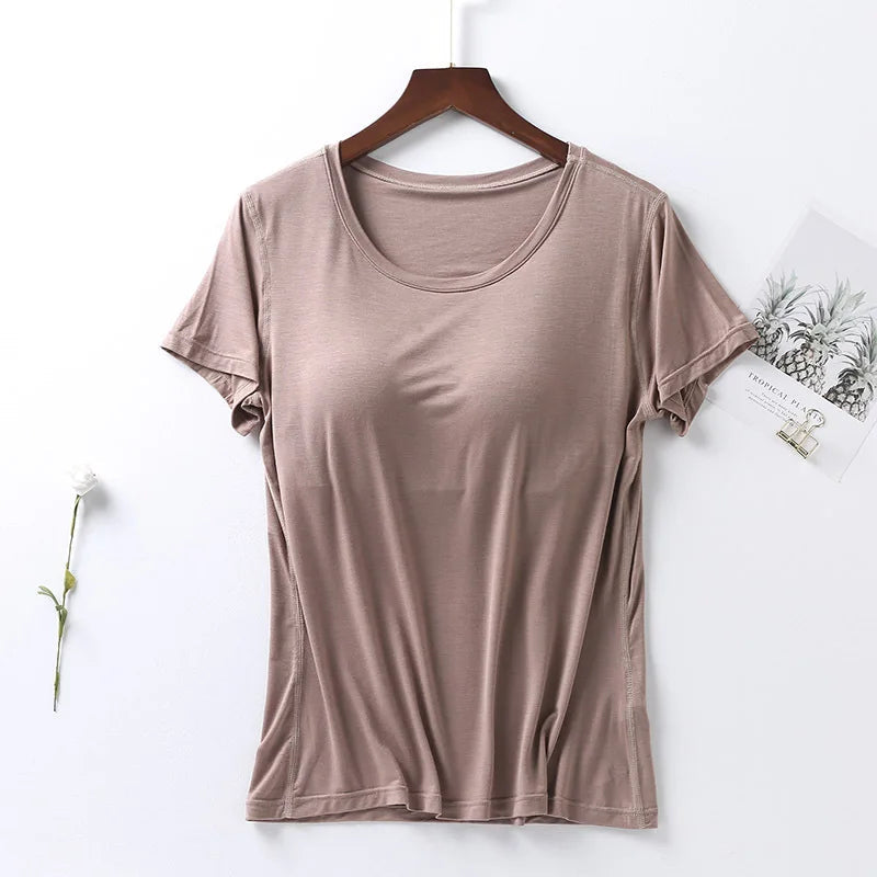 Peris Gems 100% Cotton Round Neck Loose Fitting T-shirt For Women 2023 With Bra, Short Sleeved T-shirt, Plain Top, High-quality T-shirt SHEIN Amazon Temu