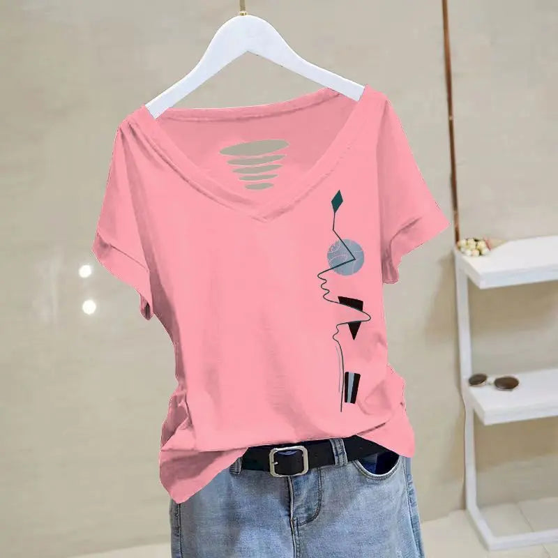 Peris Gems 100% Cotton T-shirts Women Exposed Collarbone Desgin Short Sleeve Tops 2023 Summer Trend Thin T Shirt Korean V-neck Tshirt Y2k SHEIN Amazon Temu
