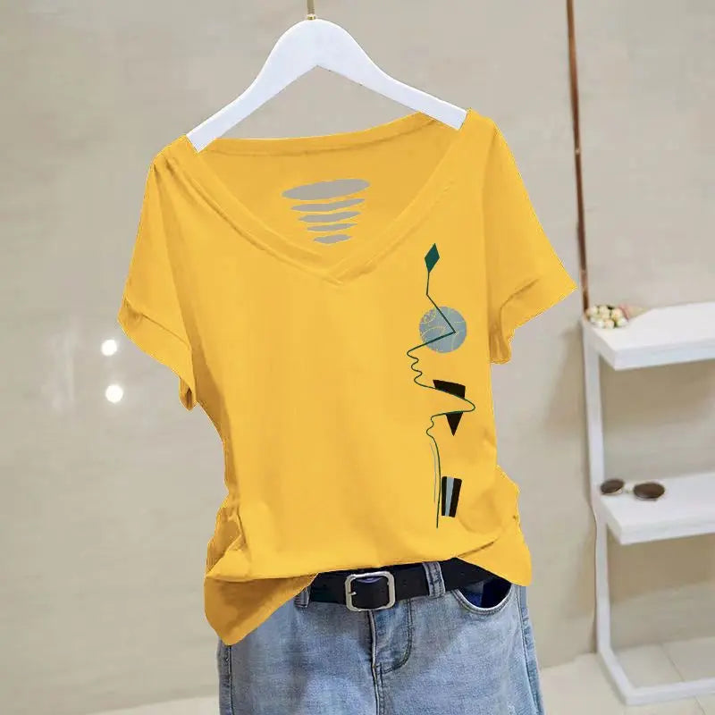 Peris Gems 100% Cotton T-shirts Women Exposed Collarbone Desgin Short Sleeve Tops 2023 Summer Trend Thin T Shirt Korean V-neck Tshirt Y2k SHEIN Amazon Temu