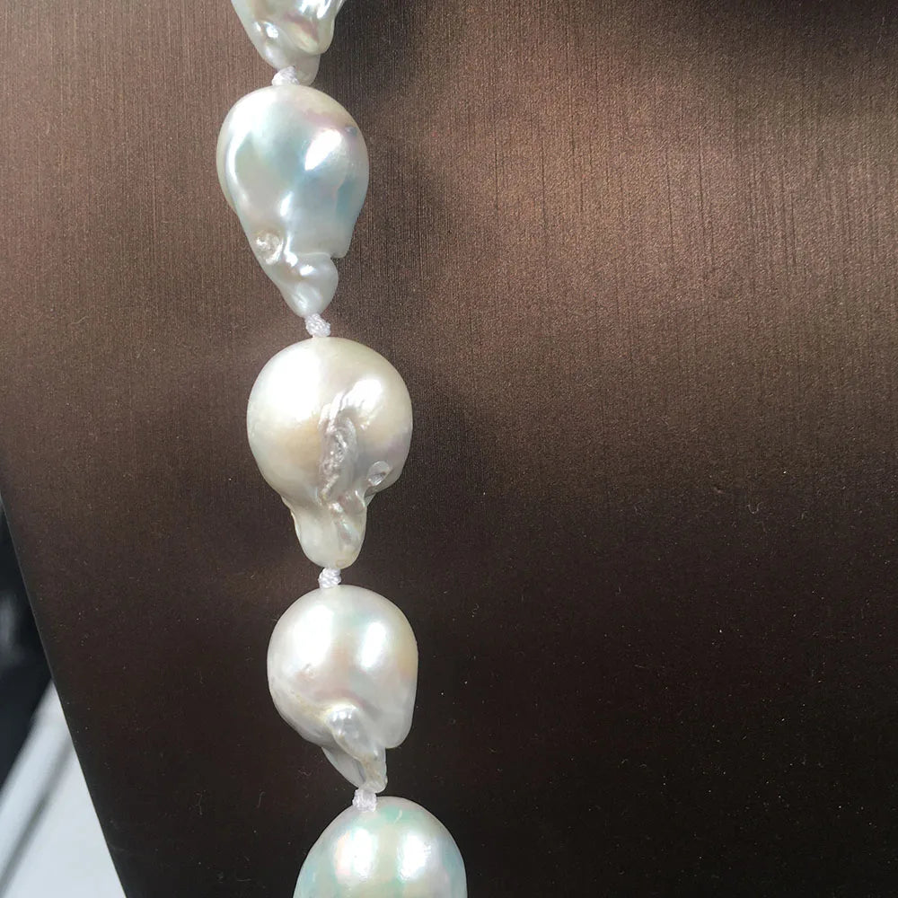 Peris Gems 100% NATURE FRESHWATER Baroque PEARL NECKLACE in nature color, big baroque pearl .A + grade pearl good luster have flaw SHEIN Amazon Temu