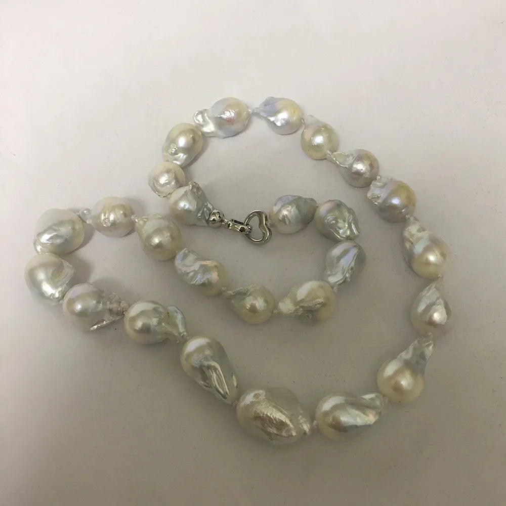 Peris Gems 100% NATURE FRESHWATER Baroque PEARL NECKLACE in nature color, big baroque pearl .A + grade pearl good luster have flaw SHEIN Amazon Temu