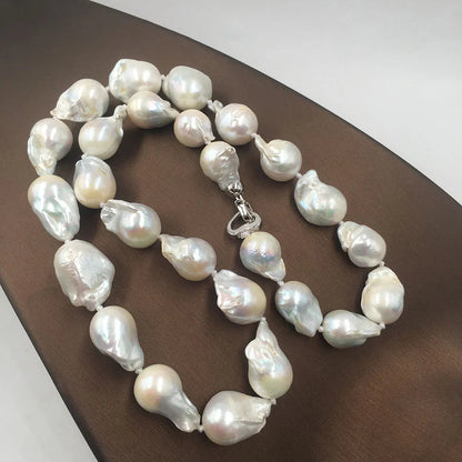 Peris Gems 100% NATURE FRESHWATER Baroque PEARL NECKLACE in nature color, big baroque pearl .A + grade pearl good luster have flaw SHEIN Amazon Temu