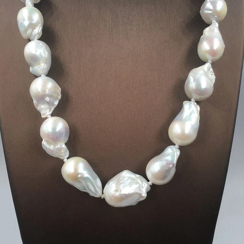 Peris Gems 100% NATURE FRESHWATER Baroque PEARL NECKLACE in nature color, big baroque pearl .A + grade pearl good luster have flaw SHEIN Amazon Temu