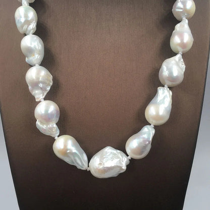 Peris Gems 100% NATURE FRESHWATER Baroque PEARL NECKLACE in nature color, big baroque pearl .A + grade pearl good luster have flaw SHEIN Amazon Temu