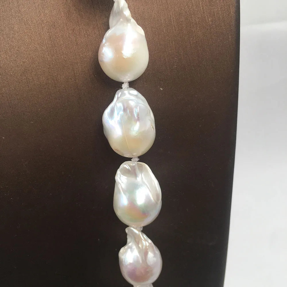 Peris Gems 100% NATURE FRESHWATER Baroque PEARL NECKLACE in nature color, big baroque pearl .A + grade pearl good luster have flaw SHEIN Amazon Temu