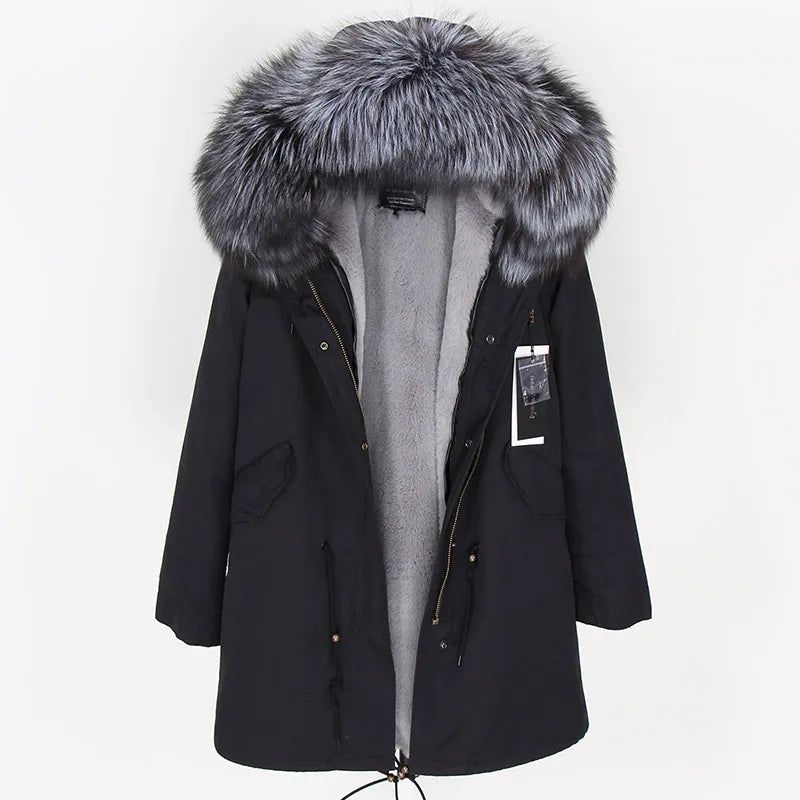 Peris Gems 100% Real Raccoon Fur Collar women jacket camouflage black parkas &amp; cotton faux fur lining coat jacket SHEIN Amazon Temu