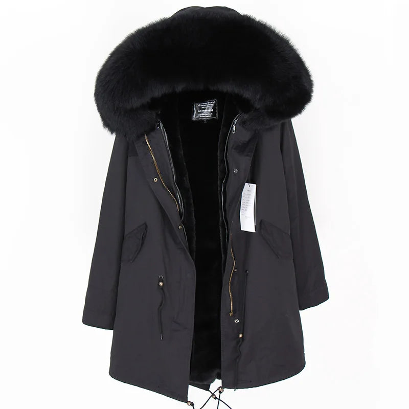 Peris Gems 100% Real Raccoon Fur Collar women jacket camouflage black parkas &amp; cotton faux fur lining coat jacket SHEIN Amazon Temu