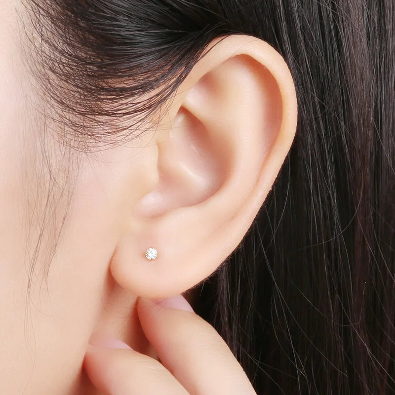 Peris Gems 100% Real Sterling Silver 925 Fashion Stud Earrings Small Single Diamond Stud Wedding Engagement Jewelry Gift for Women Girls SHEIN Amazon Temu