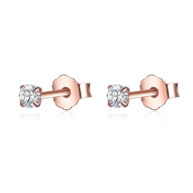 Peris Gems 100% Real Sterling Silver 925 Fashion Stud Earrings Small Single Diamond Stud Wedding Engagement Jewelry Gift for Women Girls SHEIN Amazon Temu
