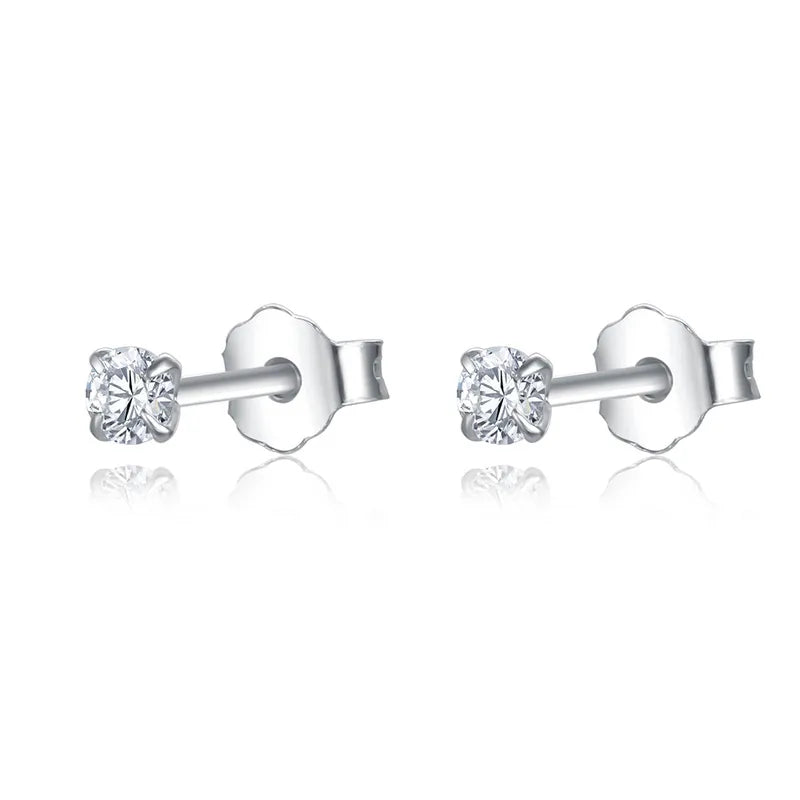 Peris Gems 100% Real Sterling Silver 925 Fashion Stud Earrings Small Single Diamond Stud Wedding Engagement Jewelry Gift for Women Girls SHEIN Amazon Temu