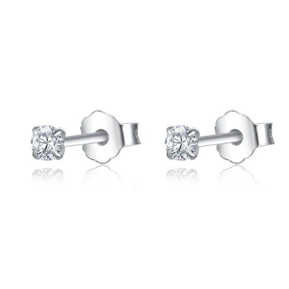 Peris Gems 100% Real Sterling Silver 925 Fashion Stud Earrings Small Single Diamond Stud Wedding Engagement Jewelry Gift for Women Girls SHEIN Amazon Temu