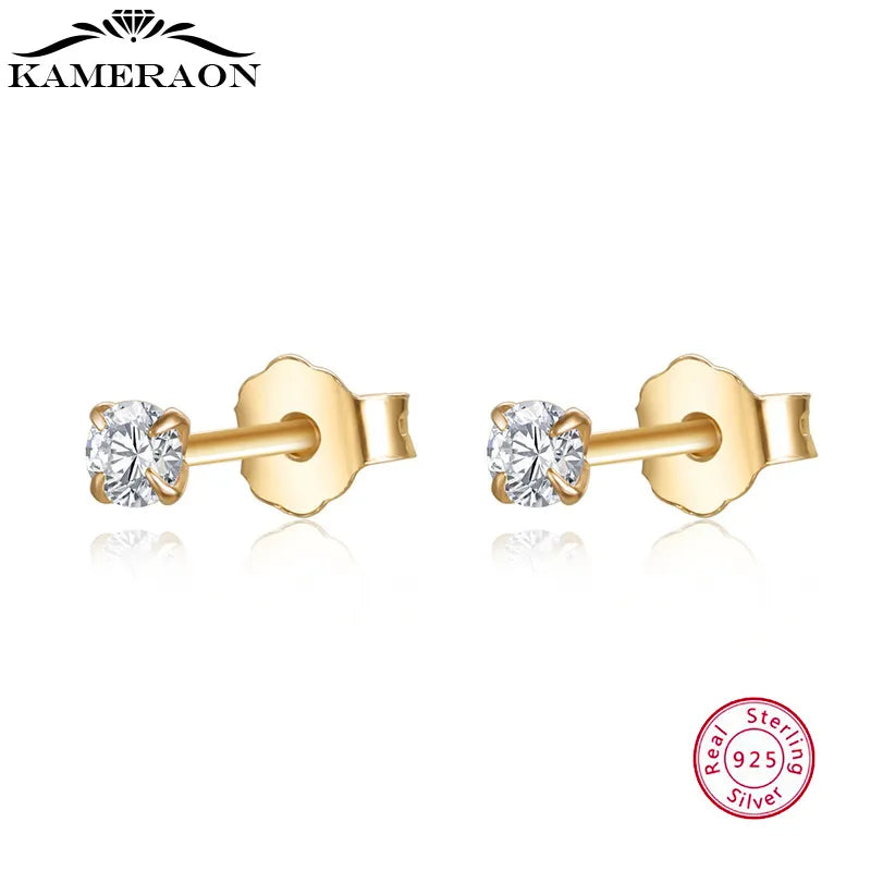 Peris Gems 100% Real Sterling Silver 925 Fashion Stud Earrings Small Single Diamond Stud Wedding Engagement Jewelry Gift for Women Girls SHEIN Amazon Temu