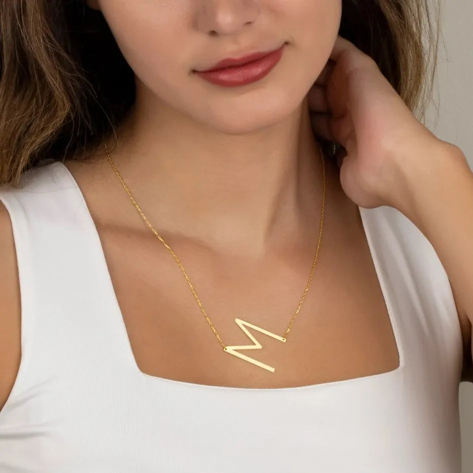 Peris Gems 100% Stainless Steel Initial Letter Name Pendant Necklace for Women Waterproof Non-Tarnish Alphabet A-Z 26 Letter Necklaces SHEIN Amazon Temu