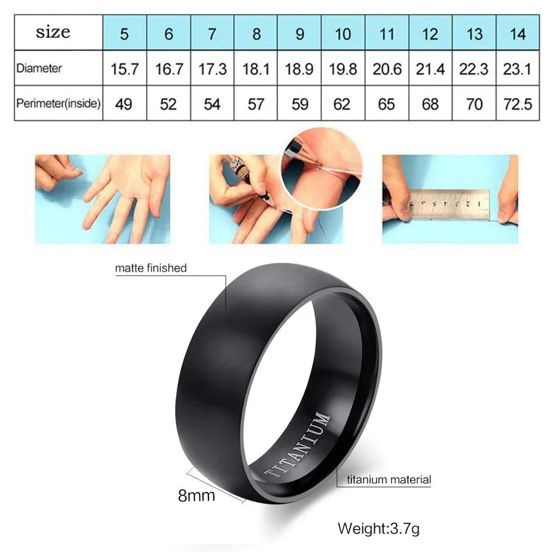 Peris Gems 100% Titanium Rings Men 8mm Cool Black Jewelry Wedding Engagement Male SHEIN Amazon Temu