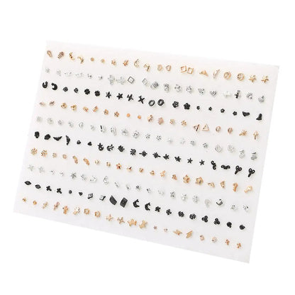 Peris Gems 100pair 14 100/36Pair Colorful Fruit Flower Heart Star Crystal Stud Earrings Set Women Girls Small Plastic Geometric Crown Earrings Jewelry SHEIN Amazon Temu