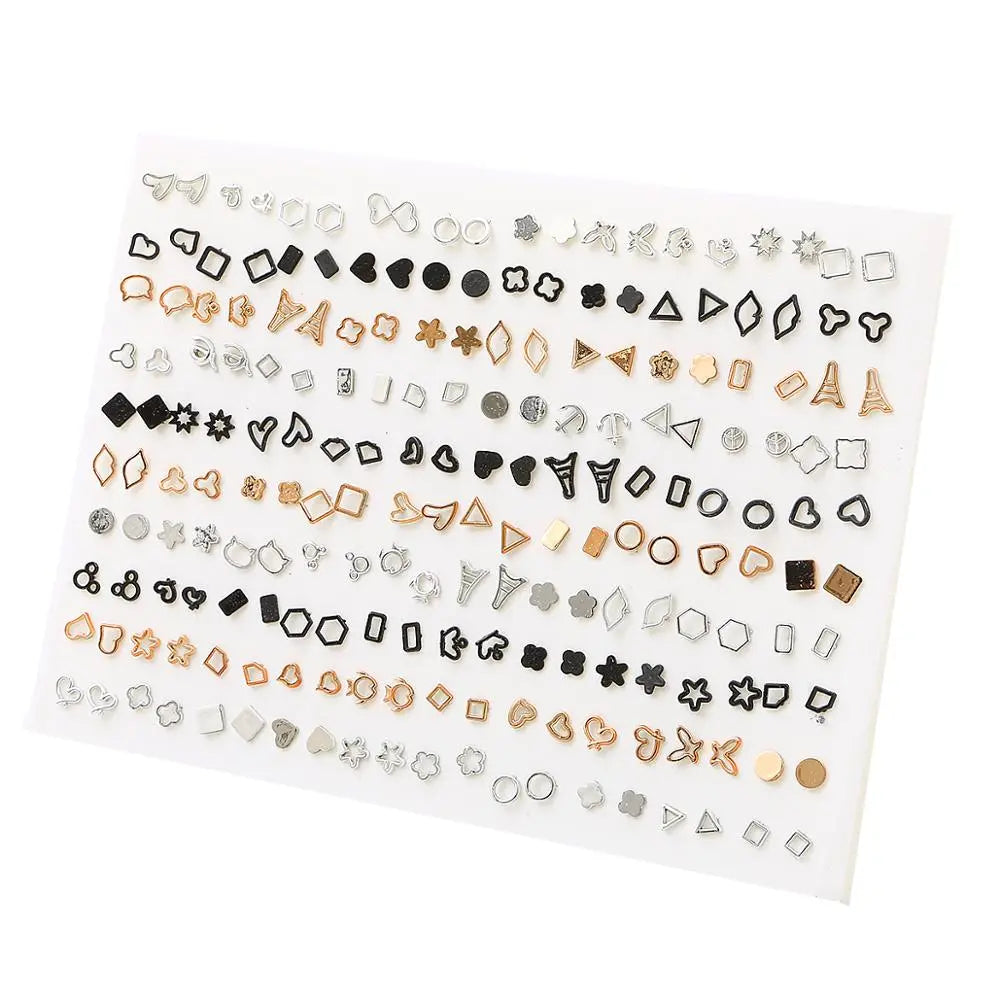 Peris Gems 100pair 15 100/36Pair Colorful Fruit Flower Heart Star Crystal Stud Earrings Set Women Girls Small Plastic Geometric Crown Earrings Jewelry SHEIN Amazon Temu