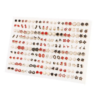 Peris Gems 100pair 18 100/36Pair Colorful Fruit Flower Heart Star Crystal Stud Earrings Set Women Girls Small Plastic Geometric Crown Earrings Jewelry SHEIN Amazon Temu
